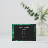 Emerald Green glitter sparkles lijst Black Visitekaartje (Staand voorkant)