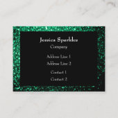 Emerald Green glitter sparkles lijst Black Visitekaartje (Voorkant)