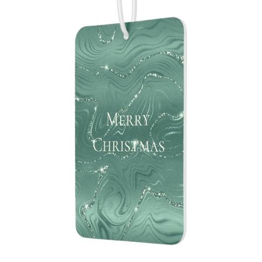 Emerald Green Glitzy Marble Kerstmis Luchtverfrisser (Links)