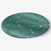 Emerald Green Glitzy Marble Kerstmis Papieren Bordje (Gekanteld)