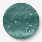 Emerald Green Glitzy Marble Kerstmis Papieren Bordje (Voorkant)