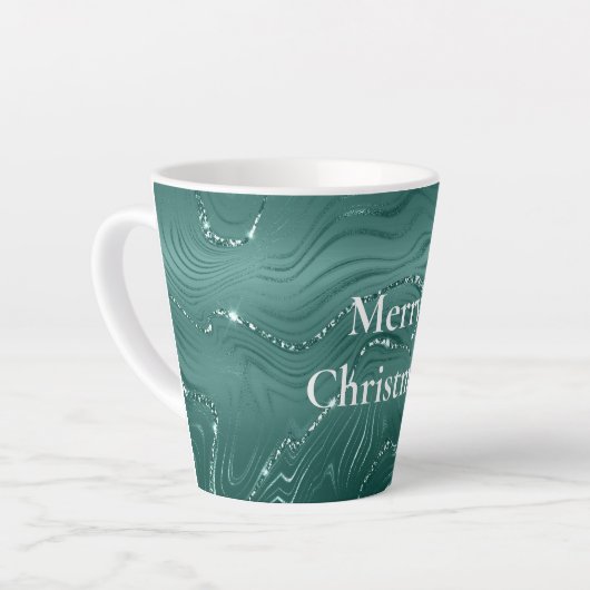 Emerald Green Glitzy Marble Latte Mok (Linkerhoek)