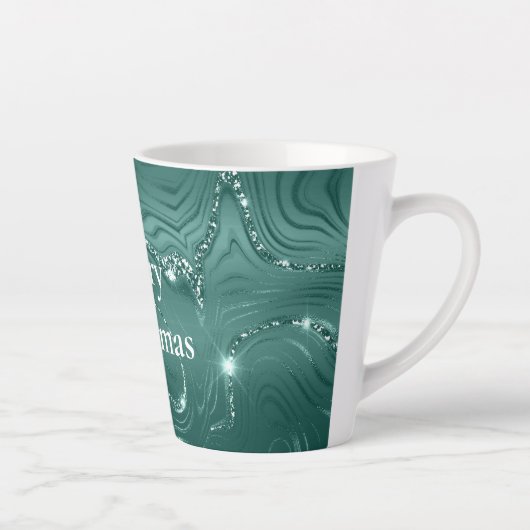 Emerald Green Glitzy Marble Latte Mok (Rechts)
