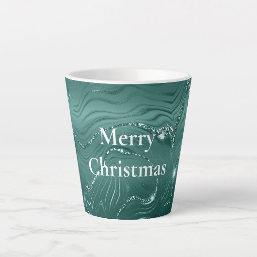 Emerald Green Glitzy Marble Latte Mok (Voorkant)