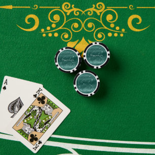 Emerald Green Glitzy Marmer Gepersonaliseerd Poker Chips