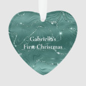Emerald Green Glitzy Marmer Gepersonaliseerde Kers Ornament (voorkant)