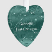 Emerald Green Glitzy Marmer Gepersonaliseerde Kers Ornament (voorkant)