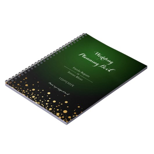 Emerald Green Glitzy Weddenschap Planning Book Notitieboek (Linkerzijde)