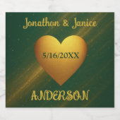 Emerald Green & Gold Aangepaste Trouwdatum Sparkling Wijnetiket (Enkel label)