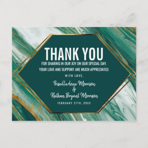 Emerald Green Gold Abstract Agaat Marmer Dank u Briefkaart