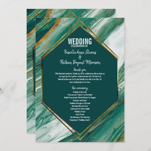 Emerald Green Gold Abstract Agate Marble Programma (Voorkant / Achterkant)