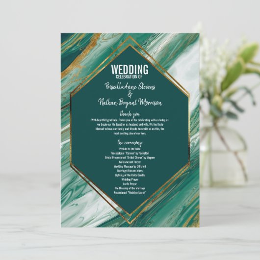 Emerald Green Gold Abstract Agate Marble Programma (Staand voorkant)