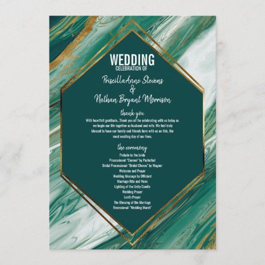 Emerald Green Gold Abstract Agate Marble Programma (Voorkant)