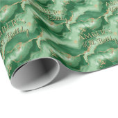 Emerald Green Gold Abstract Marble Design Cadeaupapier (Rol Hoek)