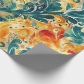 Emerald Green & Gold Abstract Paisley Bladeren (3) Cadeaupapier (Hoek)