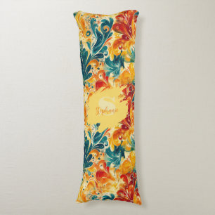 Emerald Green & Gold Abstract Paisley Bladeren (3) Lichaamskussen