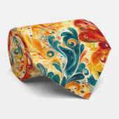 Emerald Green & Gold Abstract Paisley Bladeren (3) Stropdas (Opgerold)