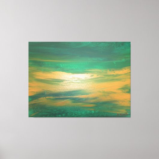 Emerald Green Gold Abstracte Kunst Hedendaags Canvas Afdruk (Voorkant)