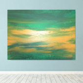 Emerald Green Gold Abstracte Kunst Hedendaags Canvas Afdruk (Insitu (Houten vloer))