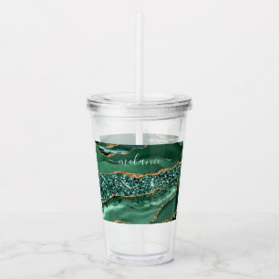 Emerald Green Gold Acryl Tumbler en aangepaste tek Drinkbeker