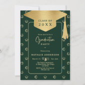 Emerald Green Gold Afstuderen Pet Graduation Party Kaart (Voorkant)