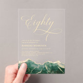 Emerald Green Gold Agaat 80e 80e verjaardag Acryl Uitnodigingen (Insitu (Draagbaar))