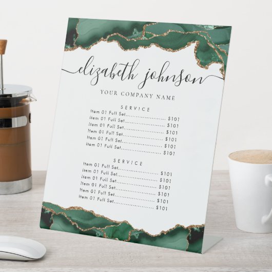 Emerald Green Gold Agaat Bedrijfsprijs Reclamebord Met Voetstuk (Insitu)