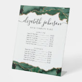 Emerald Green Gold Agaat Bedrijfsprijs Reclamebord Met Voetstuk (Voorkant)