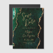 Emerald Green Gold Agaat Magnetische Save the Date (Voorkant / Achterkant)