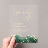 Emerald Green Gold Agate 70e 70e verjaardag Acryl Uitnodigingen (Insitu (Draagbaar))