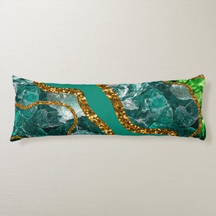 Emerald Green & Gold Agate Geode Glitter Lichaamskussen
