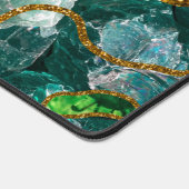 Emerald Green & Gold Agate Geode Glitter Monogram Bureaumat (Hoek)