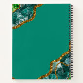 Emerald Green & Gold Agate Geode Glitter Monogram Notitieboek (Achterkant)