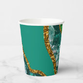 Emerald Green & Gold Agate Geode Glitter Papieren Bekers (Links)