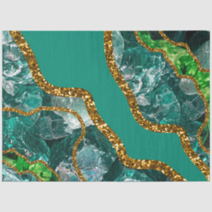 Emerald Green & Gold Agate Geode Glitter Tissuepapier