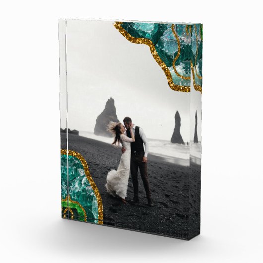 Emerald Green Gold Agate Geode Wedding Foto (Rechts)