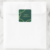 Emerald Green & Gold Agate Modern Wedding Vierkante Sticker (Tas)