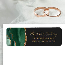 Emerald Green Gold Agate Wedding Return-adres Etiket