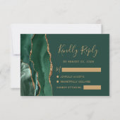 Emerald Green Gold Agate Wedding RSVP (Devant)