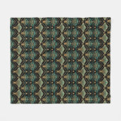 Emerald Green Gold Art Deco Fan Patroon Fleece Deken (Voorkant (Horizontaal))