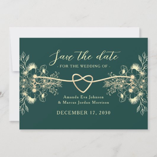 Emerald Green Gold Bewaar de datum Save The Date (Voorkant)