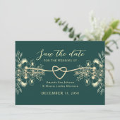 Emerald Green Gold Bewaar de datum Save The Date (Staand voorkant)