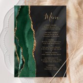 Emerald Green Gold Black Agate Menu Mariage