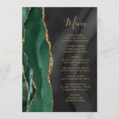 Emerald Green Gold Black Agate Menu Mariage (Devant)