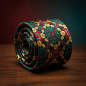 Emerald Green & Gold Bohemian Stropdas