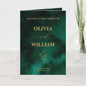 Emerald Green & Gold Botanische bruiloft Programma (Voorkant)