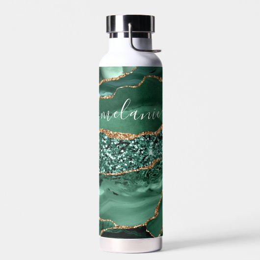 Emerald Green Gold Bouteille d'eau Nom personnalis (Gauche)