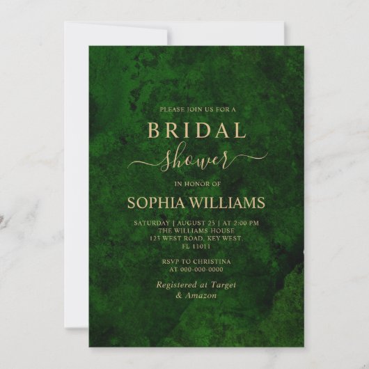 Emerald Green & Gold Bridal Shower Invitation (Devant)