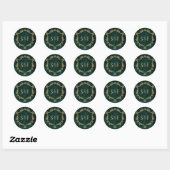 Emerald Green Gold Crest Monogram Envelope Seal Ronde Sticker (Vel)