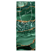 Emerald Green Gold Custom Naam Wijn Gift Bag Wijn Cadeautas (Achterkant)